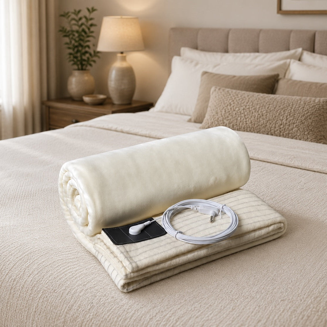 A cream-colored grounding blanket 