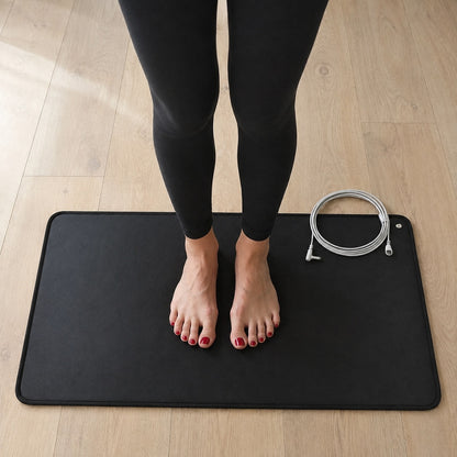 Large black grounding earthing mat