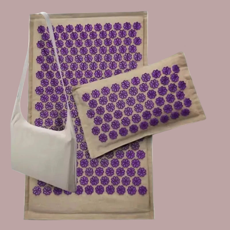 Purple Linen Acupuncture mat and pillow set - The Vital Earth