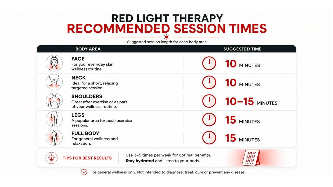 Red light therapy session times image