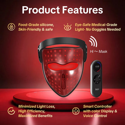 Voice controlled red light mask features