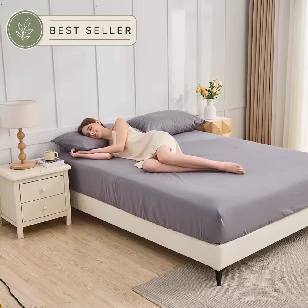 Grounding Fitted Bed Sheet - Cotton and Silver - Grounding Bed Sheet - TheVitalEarth